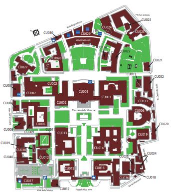 Mappa della città universitaria della Sapienza